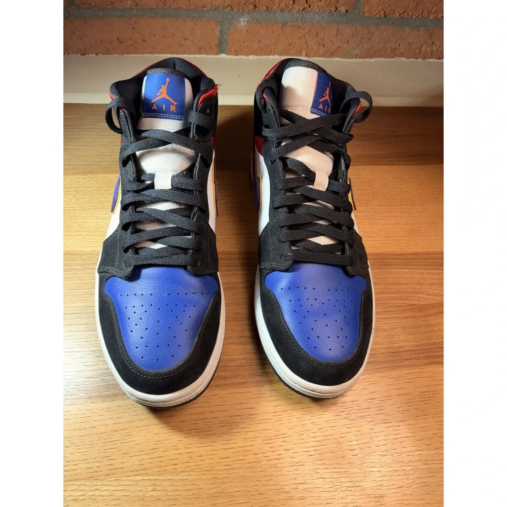 Air Jordan 1 Mid 852542-006 Rivals 2019 Men Sz 12 Black White Blue Red Purple